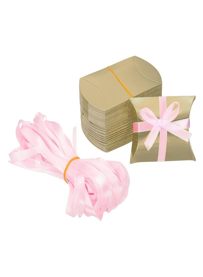 PATIKIL Small Gift Boxes, 50 Pcs 3.5x2.5x1 Inch Pillow Boxes Candy Thank You Treat for Wedding Party Favor Pen Birthday Gift Jewelry Greeting Card, Brown - Image 1