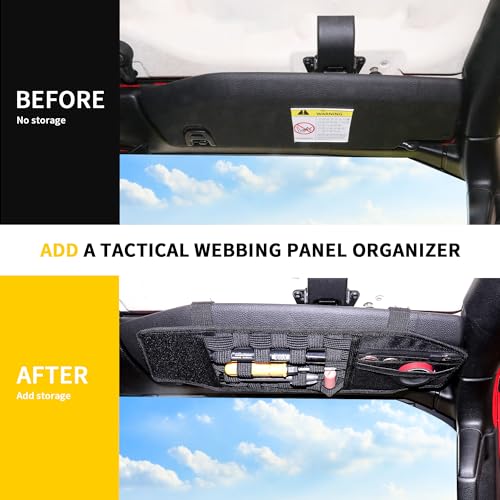 RERPRO Tactical Sun Visor Organizer Visor Storage Compatible with 2018-2025 Jeep Wrangler JL 4XE Gladiator JT Accessories Car Sun Visor Sunglasses Holder Webbing Molle Panel, 2x Driver Passenger - Image 3
