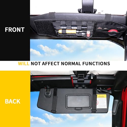 RERPRO Tactical Sun Visor Organizer Visor Storage Compatible with 2018-2025 Jeep Wrangler JL 4XE Gladiator JT Accessories Car Sun Visor Sunglasses Holder Webbing Molle Panel, 2x Driver Passenger - Image 4