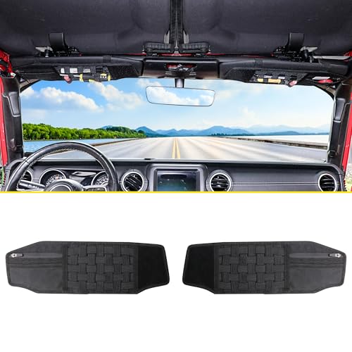 RERPRO Tactical Sun Visor Organizer Visor Storage Compatible with 2018-2025 Jeep Wrangler JL 4XE Gladiator JT Accessories Car Sun Visor Sunglasses Holder Webbing Molle Panel, 2x Driver Passenger - Image 1