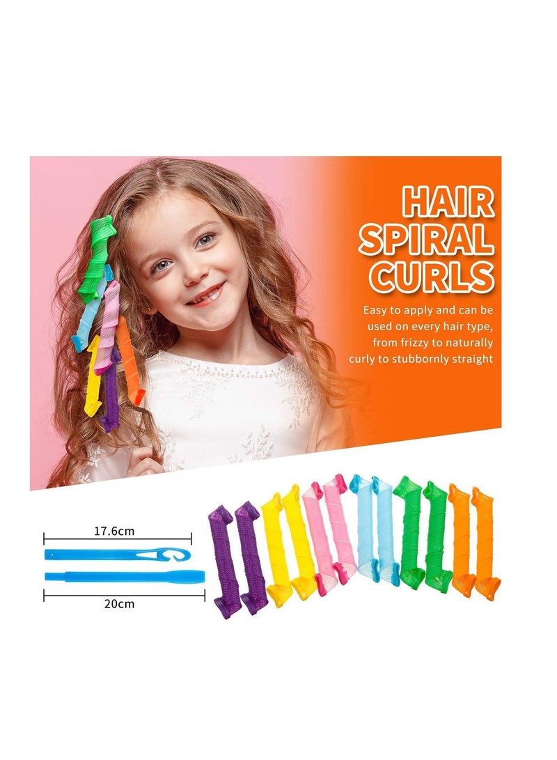 NIBEMINENT 36 Pieces No Heat Hair Curlers Spiral Curl Styling Kit Roller Curler for Extra Long Most Kinds of Hairstyles (Pink, Blue, Yellow, Green, Orange, Purple, 30 cm/ 12 Inch) - Image 2