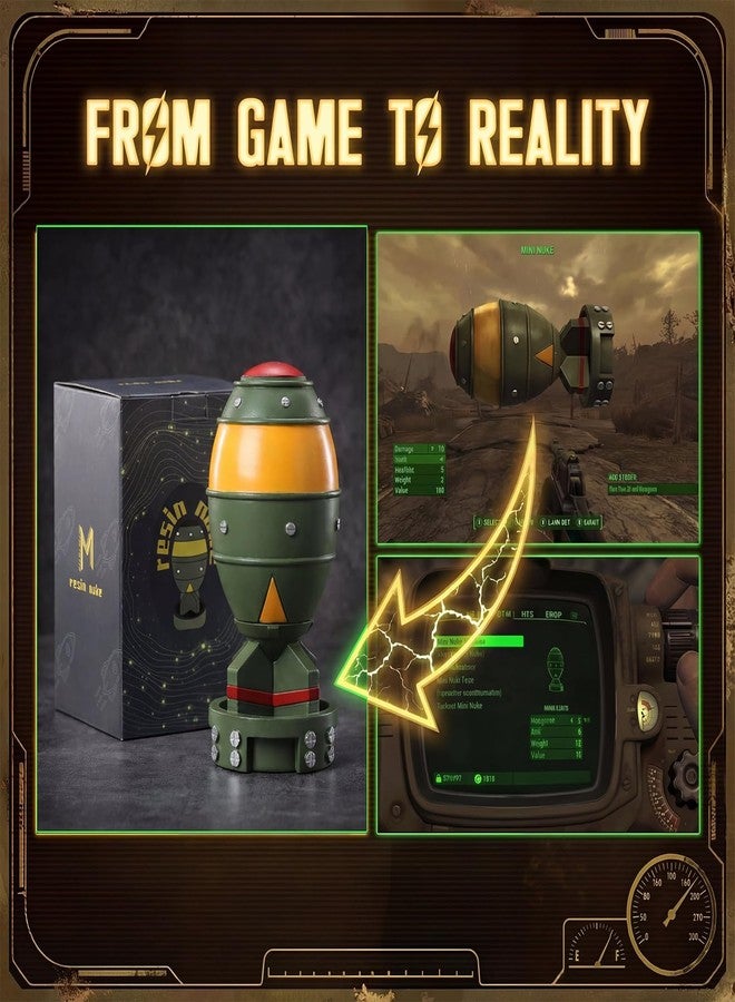 maozyiltle Mini Nuke, Merchandise for Cosplay, Nuclear Bomb Statue, Vintage Props Decor, Gift for Friends and Gamer Birthday Christmas Unique(Green) - Image 3