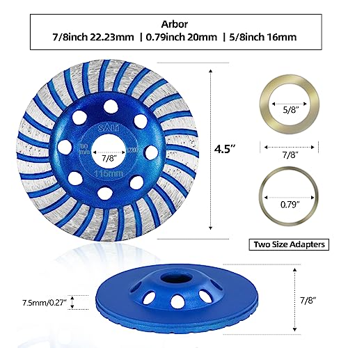 SALI 5pcs Diamond Concrete Grinding Wheel 4 1/2 inch for Polishing and Cleaning Stone Surface, Cement, Marble, Rock, Granite, and Thinset Removing, Angle Grinder Segment Wheels Cup 115 * 22.2MM - Image 2