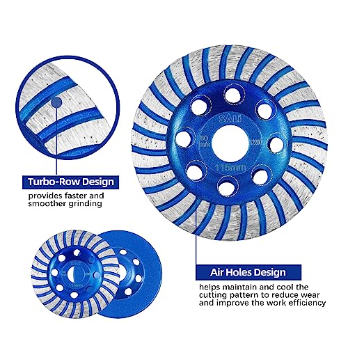 SALI 5pcs Diamond Concrete Grinding Wheel 4 1/2 inch for Polishing and Cleaning Stone Surface, Cement, Marble, Rock, Granite, and Thinset Removing, Angle Grinder Segment Wheels Cup 115 * 22.2MM - Image 3