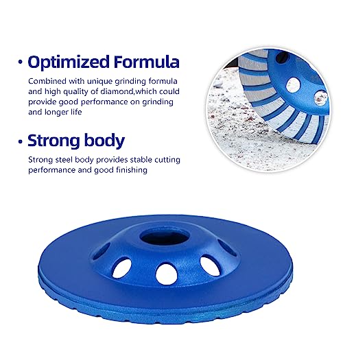 SALI 5pcs Diamond Concrete Grinding Wheel 4 1/2 inch for Polishing and Cleaning Stone Surface, Cement, Marble, Rock, Granite, and Thinset Removing, Angle Grinder Segment Wheels Cup 115 * 22.2MM - Image 4
