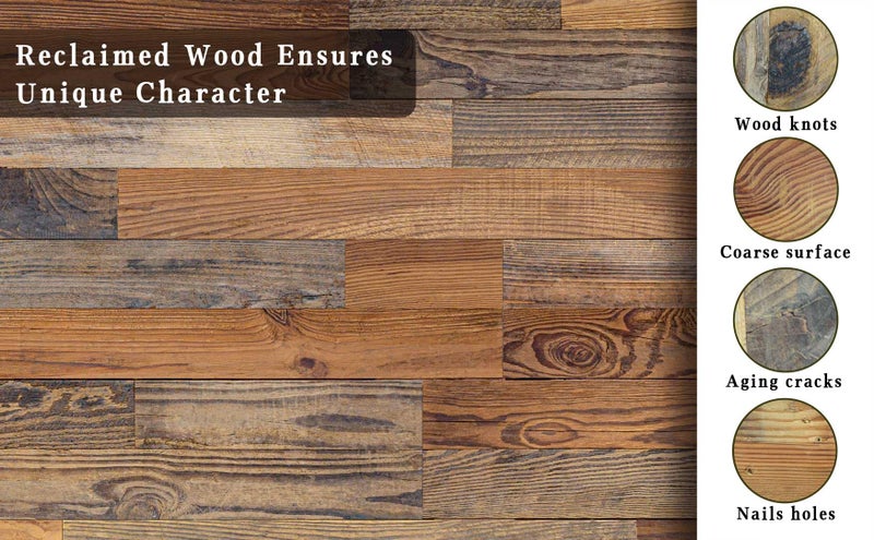 Luxdecor Real Reclaimed Wood Planks for Wall-10 Pieces Easy Nail-Up Shiplap Rustic Style 6" Wide Wood Shiplap Panels for Wall 19.44 Sq Ft (Natural Weathered Brown) - Image 4