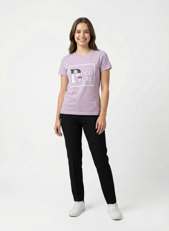 Polo Play Lilac Graphic Logo Crew Neck T-Shirt - Image 2
