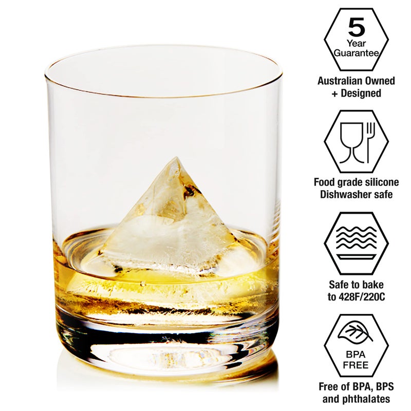 DRINKSPLINKS صينية مكعبات الثلج على شكل هرم من DRINKSPLINKS، قالب سيليكون متميز، صينية فريزر وآمنة للاستخدام في الفرن | ثلج للكوكتيلات وزجاجات الماء | تحضير الوجبات، طعام الأطفال | ثلج للبارتندر - Image 2
