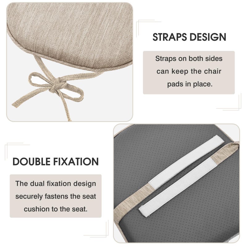 baibu Set of 4 Super Soft Metal Dining Chair Pads Bar Stool Cushion with Ties for Metal Chairs or Bar Stools - 4 Cushions Only (Beige, 14x14x1.5in) - Image 5