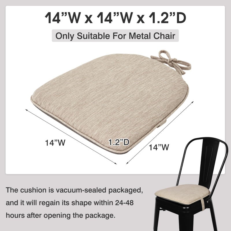 baibu Set of 4 Super Soft Metal Dining Chair Pads Bar Stool Cushion with Ties for Metal Chairs or Bar Stools - 4 Cushions Only (Beige, 14x14x1.5in) - Image 4