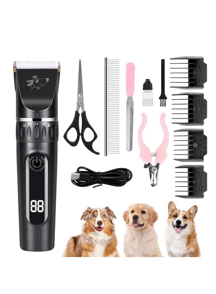 general Dog hair shears, USB rechargeable wireless grooming kit, low noise pet hair, thick coat, one set of electric pet trimmer, scissors - Image 1