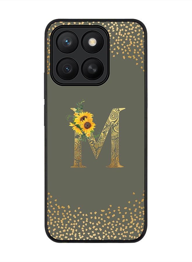 Stylizedd For Honor X8c Case,Slim fit Camera Protection, Shockproof Thin Phone cover  - Custom Floral Monogram - M  (Olive Green )
