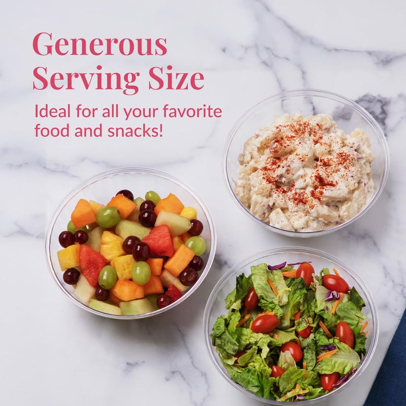 Prestee 4 Pack Clear Plastic Serving Bowls 150 Oz - Large Round Punch Bowl and Plastic Bowls for Parties, Salads, Chips, and Catering - Durable Disposable Serving Bowl for Events and Buffets - Image 2