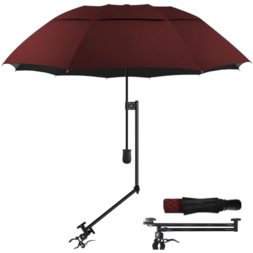 DUOUPA Patio Umbrellas Beach umbrella with Clampoutdoor umbrellaPortable Umbrellas for RainChairGolf CartStroller Manual Open Close Wine 43Type A - Image 1