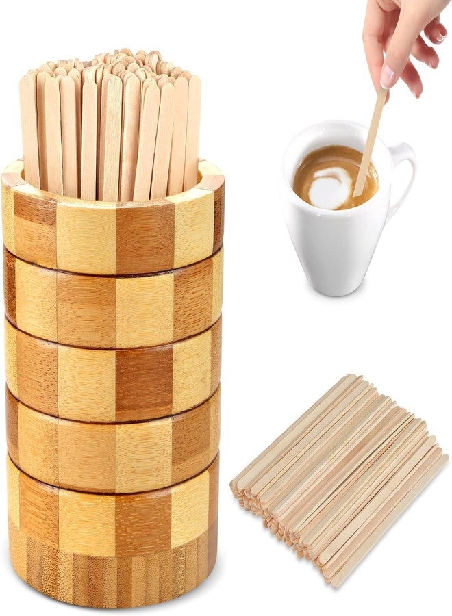 DLUGOPIS 101 Pcs Coffee Stirrers Holder Set 1 Pcs Stirrers Holder 100 Pcs Disposable Stir Straws for Coffee Bar Coffee Stir Sticks For Coffee Milk Cocktail Tea Drinks Stirrer Straw Holder Home Kitchen - Image 1