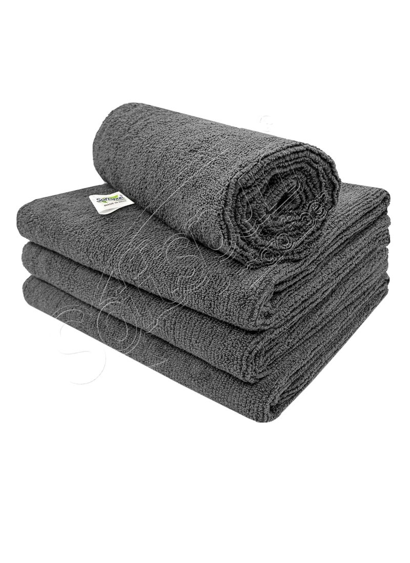 SOFTSPUN - SOFTSPUN Microfiber Super Absorbent Cloth 500 GSM 40X40 cms Pack of 4 Grey Silk Banded Edge Towel Set Extra Thick Microfiber Cleaning Cloths Perfect for Bike Auto Cars Both Interior and Exterior - Image 1