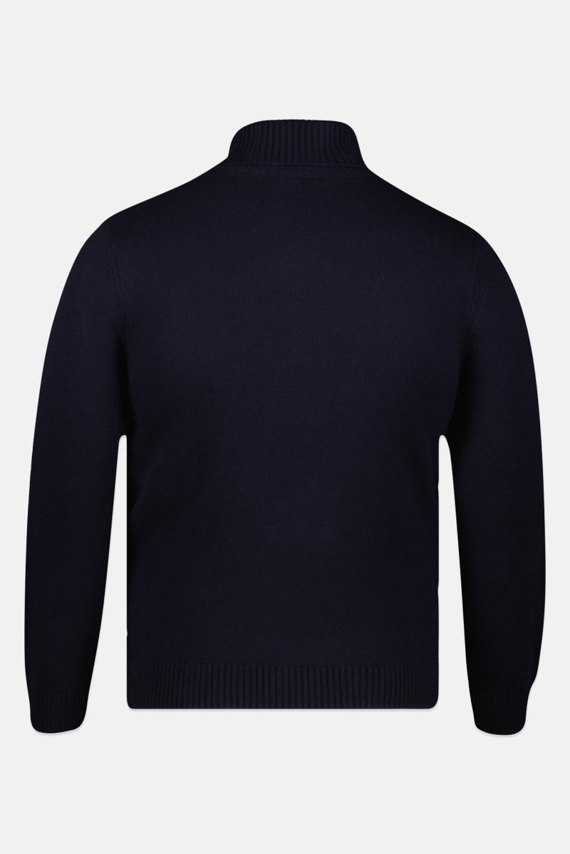 Harmont & Blaine Men Turtle Neck Long Sleeve Brand Logo Sweater, Navy  - Image 3