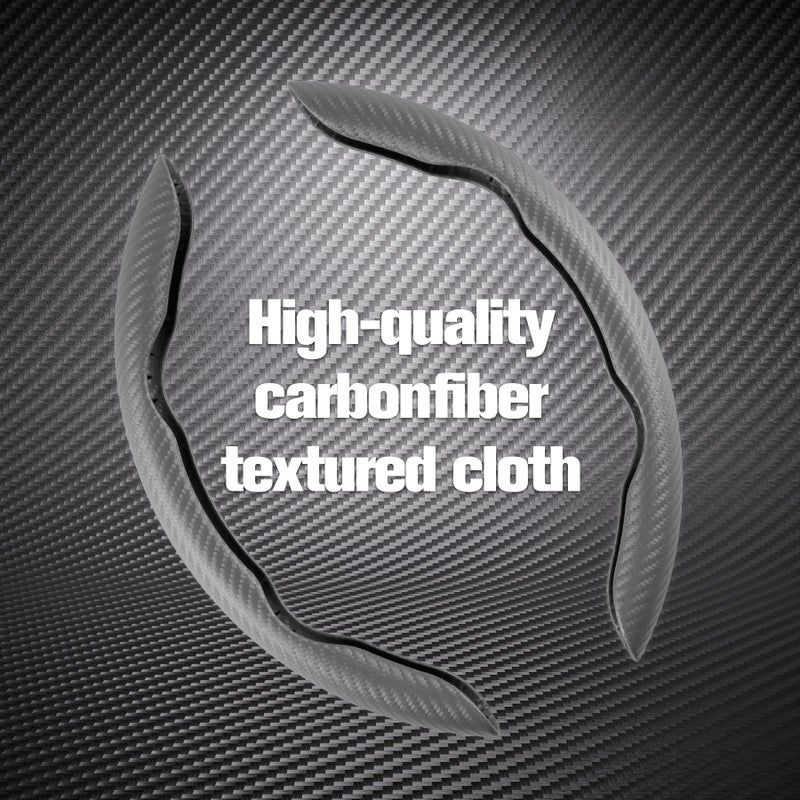 Amiss Car Carbon Fiber Anti-Skid Steering Wheel Cover, Segmented Protector, Butterfly Universal 99% Cover Interior Accessories (Grey) - Image 3