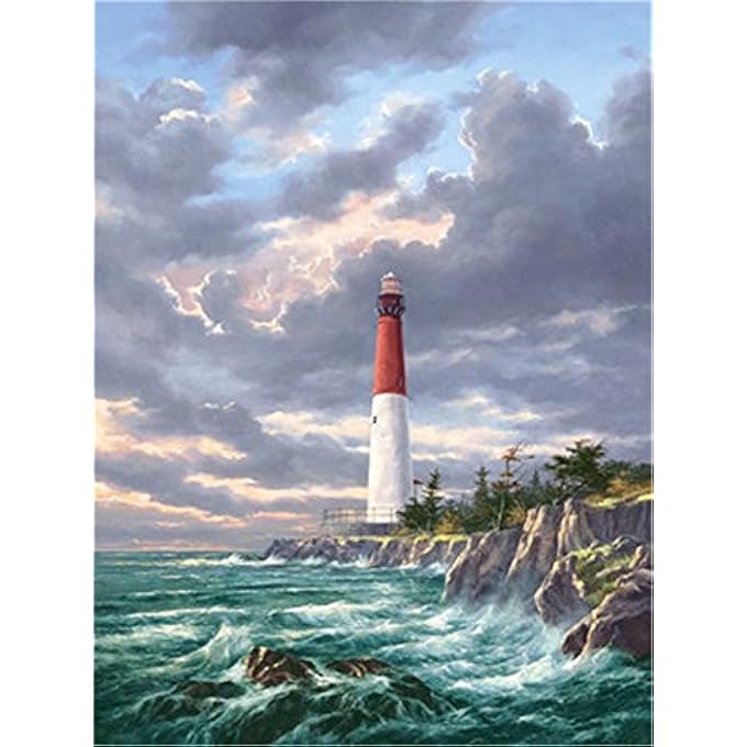 Wowdecor PAINT BY NUMBERS KITS FOR ADULTS KIDS, DIY OIL PAINTING - LIGHTHOUSE SEA WAVE SEASIDE 16X20 INCH (NO FRAME) - Image 1
