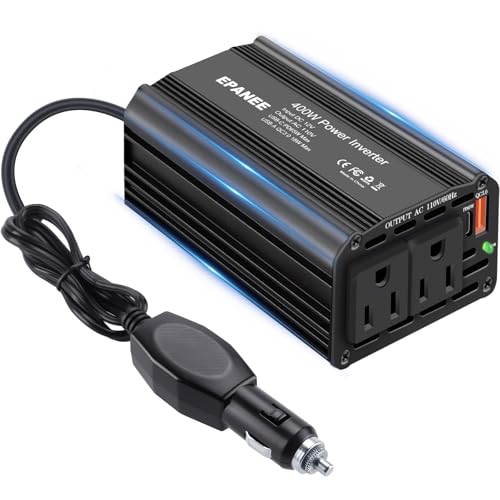 EPANEE 400W Power Inverter 12V DC to 110V AC, Car Charger Plug in Adapter Outlet with PD 65W USB-C&QC 18W Port, Portable Power Converters for Laptop Vehicles Camping Road Trip Essentials Adults-Black - Image 1
