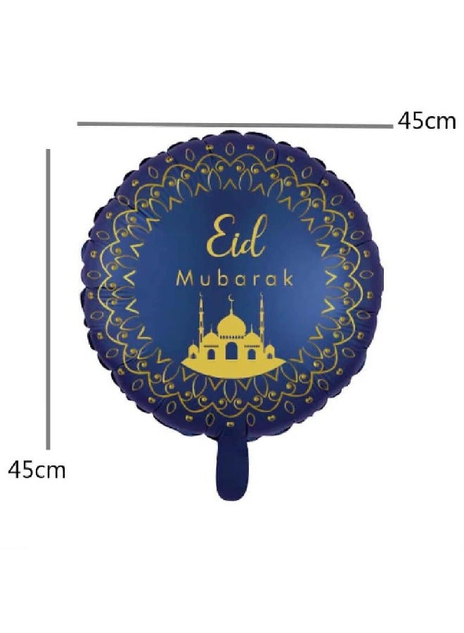 ThePartyPopper Blue and Gold Eid Mubarak Foil Balloon Pack of 5  - Image 2