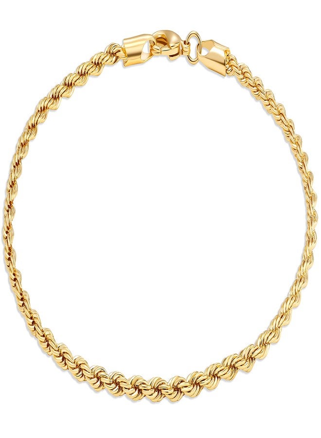 Barzel 18K Gold Plated Braided Rope Anklet for Women, 2.7 MM thick, 10 Inches long - Made In Brazil - Image 2
