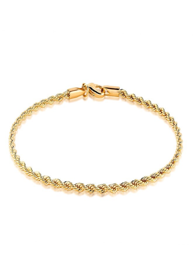 Barzel 18K Gold Plated Braided Rope Anklet for Women, 2.7 MM thick, 10 Inches long - Made In Brazil - Image 1
