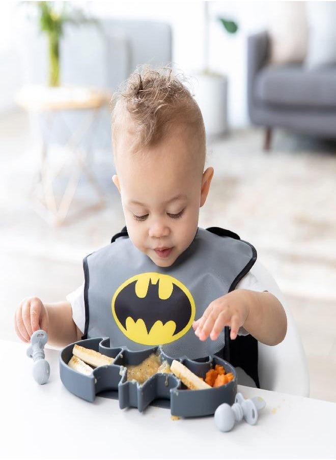 BUMKiNs Bumkins DC Comics Silicone Grip Dish Suction, Divided & Baby Toddler Plate, BPA Free, Microwave Dishwasher Safe, Batman  - Image 2