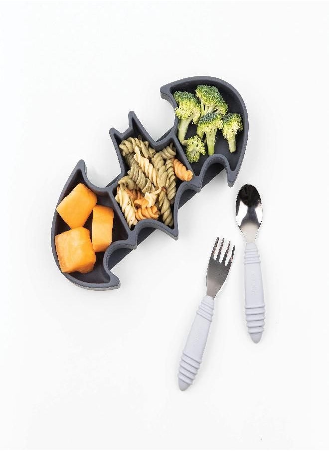 BUMKiNs Bumkins DC Comics Silicone Grip Dish Suction, Divided & Baby Toddler Plate, BPA Free, Microwave Dishwasher Safe, Batman  - Image 3