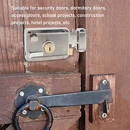 plplaaoo Home Safety Vertical Keyway Cylinder Deadbolt Rim Lock Set–Anti-Theft Vertical Deadbolt,Stainless Steel Exterior Door Lock with Key for Wooden Doors,Exterior Mechanical Anti Theft Locks(Right Handed) - Image 3