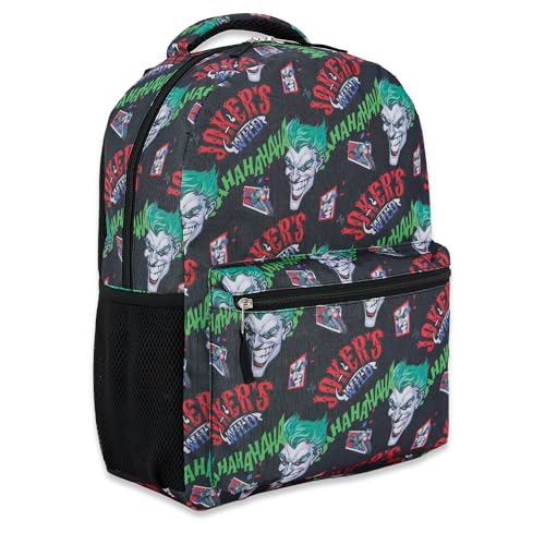 DC Comics Kids Joker Backpack - Batman, Superman, The Joker Superhero Bookbag for Boys Girls Toddlers and Adults - Laptop and Lunchbox Compatible School Bag (Joker Black) - Image 1