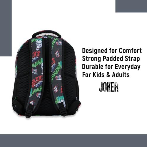 DC Comics Kids Joker Backpack - Batman, Superman, The Joker Superhero Bookbag for Boys Girls Toddlers and Adults - Laptop and Lunchbox Compatible School Bag (Joker Black) - Image 2