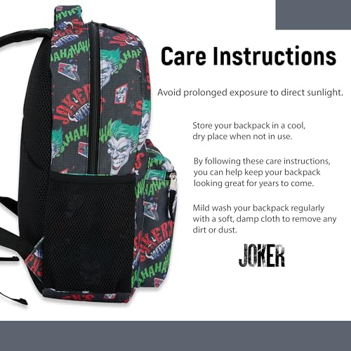 DC Comics Kids Joker Backpack - Batman, Superman, The Joker Superhero Bookbag for Boys Girls Toddlers and Adults - Laptop and Lunchbox Compatible School Bag (Joker Black) - Image 5