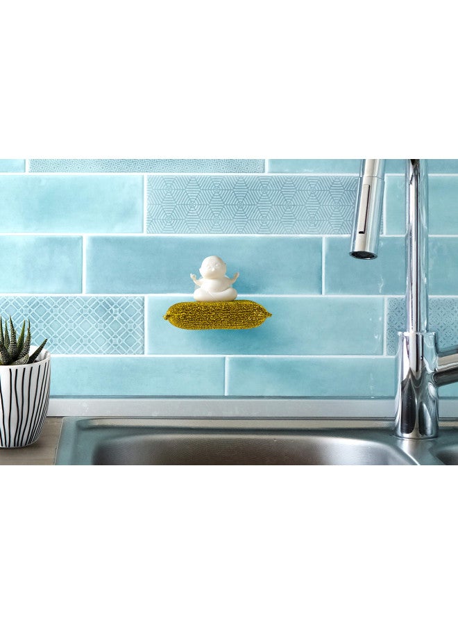 PELEG DESIGN Yogi Sponge Holder, Cute Plastic Sponge Holder for Kitchen Sink with Suction Cup,Dish Sponge Caddy Holder,Dries All Types of Sponges - Sponge Included - Image 2