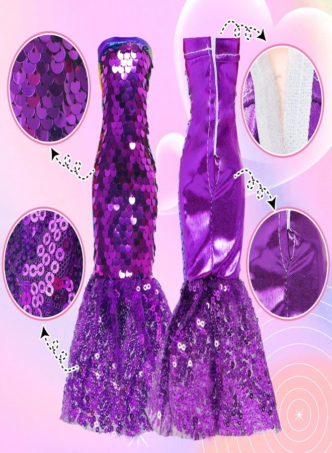 BLIJOLA Doll Clothes 5 Sets Sequins Dresses for 11.5 Inch Girl Doll Including 2 Mermaid Clothes Swimwear 1 Evening Dress 2 Casual Dress Party Outfits Fashion Show(Sequin B) - Image 3