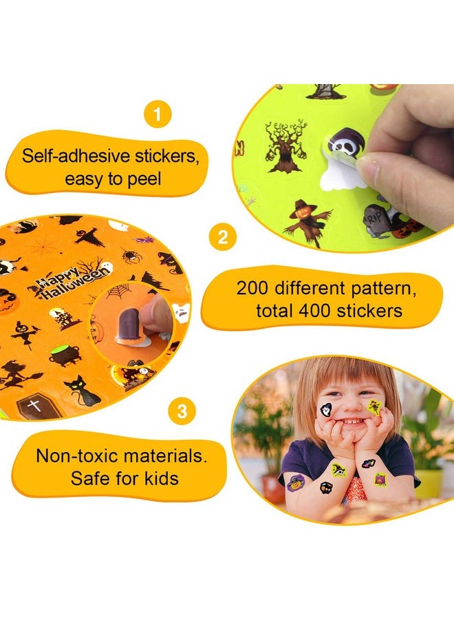 Fancy Land - Halloween Stickers For Kids 400 Assortment Stickers For Party Favors Treats Classroom Crafts 8 Sheets - Image 1