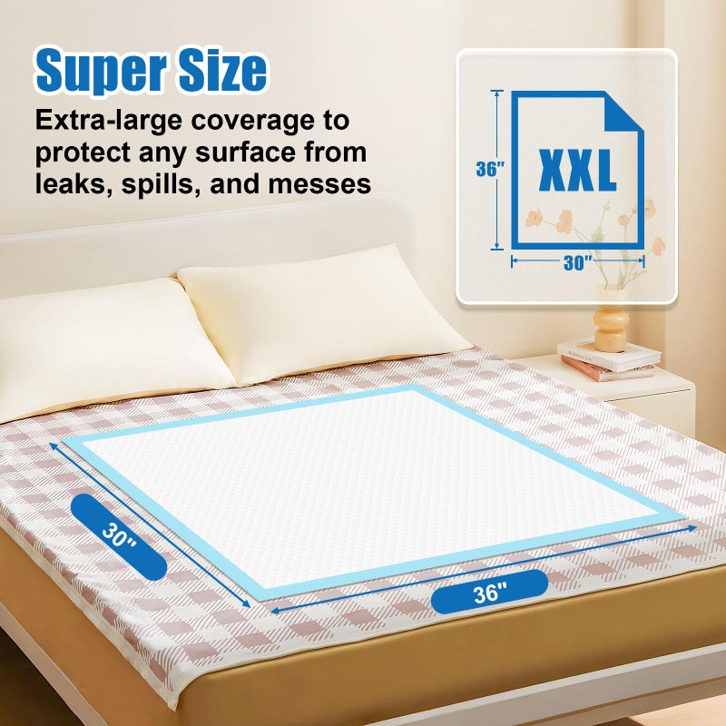 VISRIE 100Pcs 30â€ x 36â€Bed Pads Disposable Adult, Incontinence Bed Pads, Super Absorbency Chucks Pads Disposable, Chucks Underpads Extra Large, Pee Pads for Adults, Pets & Kids, Puppy Training Pads - Image 4
