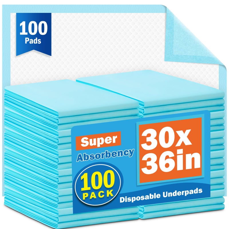 VISRIE 100Pcs 30â€ x 36â€Bed Pads Disposable Adult, Incontinence Bed Pads, Super Absorbency Chucks Pads Disposable, Chucks Underpads Extra Large, Pee Pads for Adults, Pets & Kids, Puppy Training Pads - Image 1