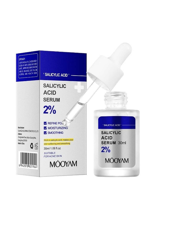 MOOYAM - 2% Salicylic Acid Serum For Face Acne Treatment, Acne Serum For Oily Skin, Moisturizer Face Serum for Acne Spot, Blackhead Whitehead Remover, Pore Reducer, Acne Skincare For Women Men - Image 1