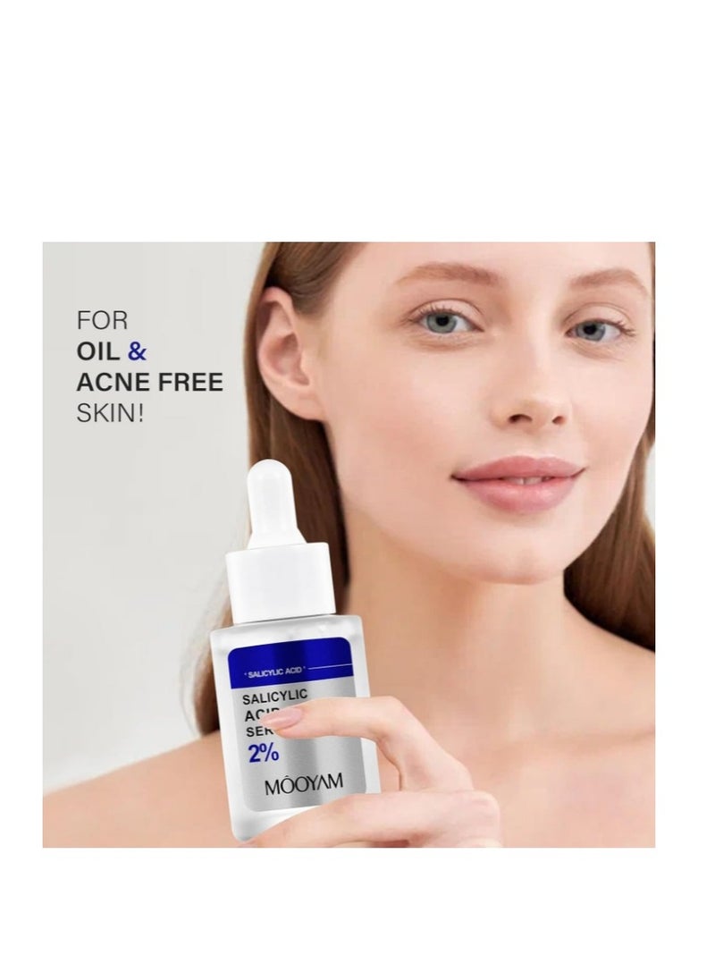 MOOYAM - 2% Salicylic Acid Serum For Face Acne Treatment, Acne Serum For Oily Skin, Moisturizer Face Serum for Acne Spot, Blackhead Whitehead Remover, Pore Reducer, Acne Skincare For Women Men - Image 1