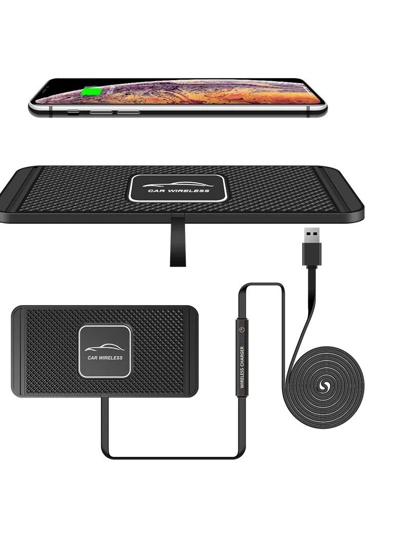 Huitich - 10W Fast Wireless Mobile Phone Car Charger with Anti-Skid Soft Silicone Compatible with iPhone & Android - Image 1
