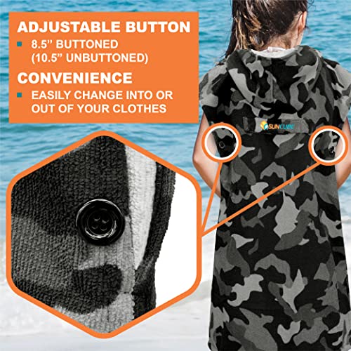 Suncube SUN CUBE Kids Camo Black Microfiber Hooded Bath Towel, 29 Inches, Quick Drying, Machine Washable - Image 5