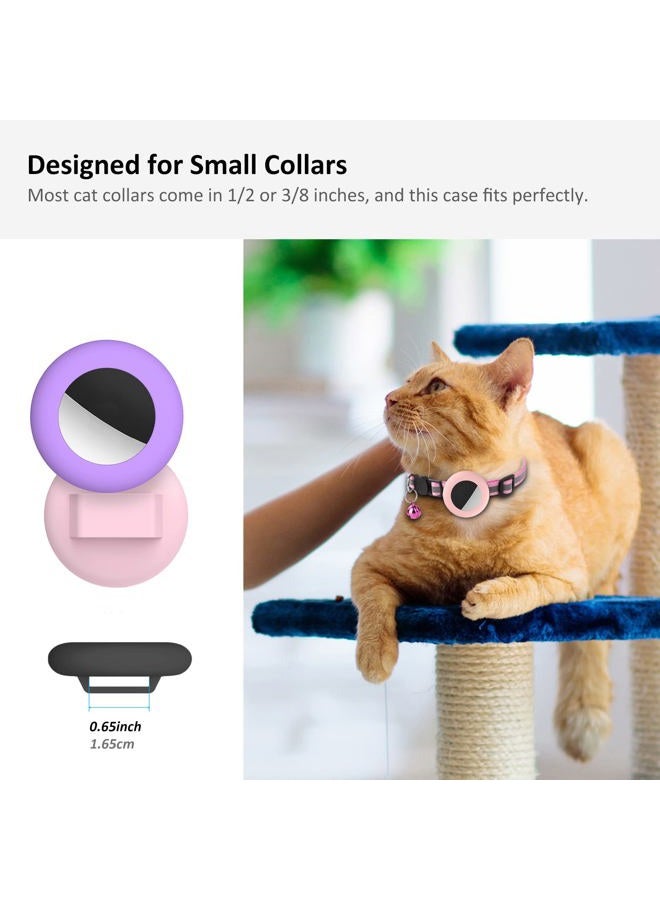 SimpleThings 2022 Airtag Cat Collar Holder, Small Air tag Cat Collar Holder Compatible with Apple Airtag GPS Tracker, 2Pack Waterproof Case Cover for Cat Dog Pet Collar Within 3/8 inch (Pink&Purple) - Image 2