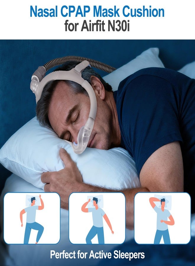 آيبيت وسادة بديلة لقناع الأنف Airfit N30i - وسادة بديلة لقناع الأنف IBEET N30i - ثابتة لمنع التسرب، صغيرة (أزرق) - Image 2