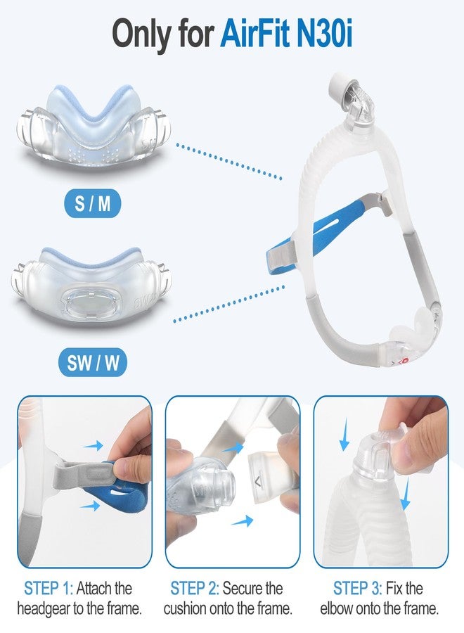 آيبيت وسادة بديلة لقناع الأنف Airfit N30i - وسادة بديلة لقناع الأنف IBEET N30i - ثابتة لمنع التسرب، صغيرة (أزرق) - Image 5