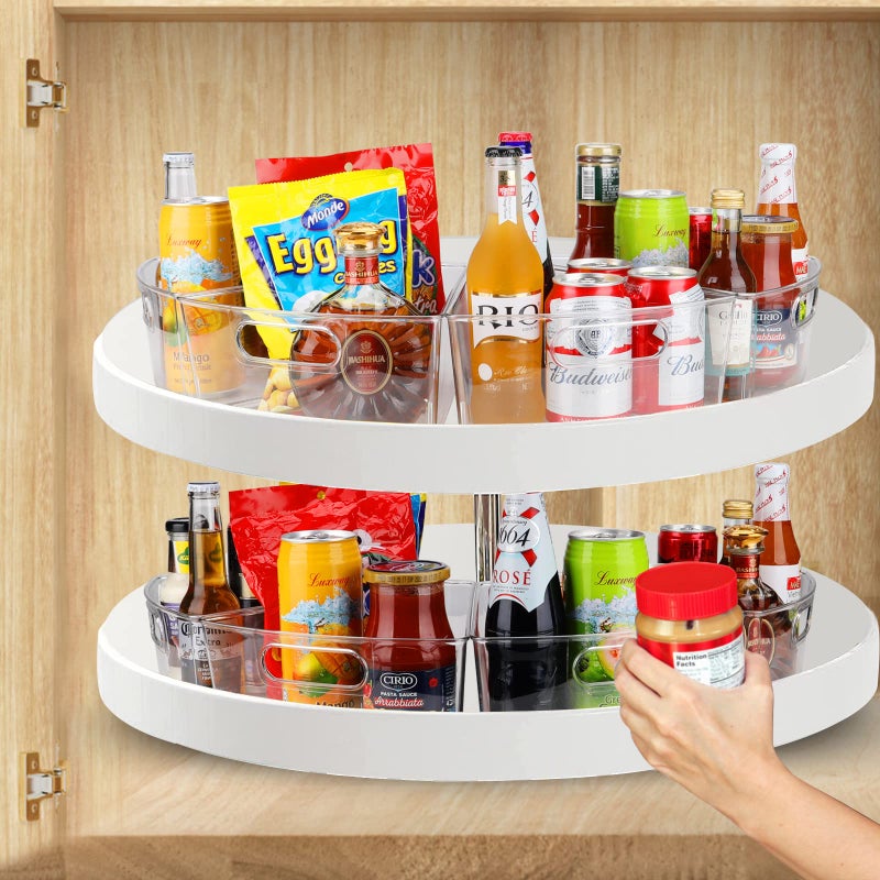 URALFA Lazy Susan Organizer Bins, Corner Cabinet Clear Turntable Organizer, Plastic Corner Kitchen Storage Bins for 26"- 28" Diameter Corner Cabinet Lazy Susan, 1/8 Wedge-BPA Free, 6 Pack - Image 2