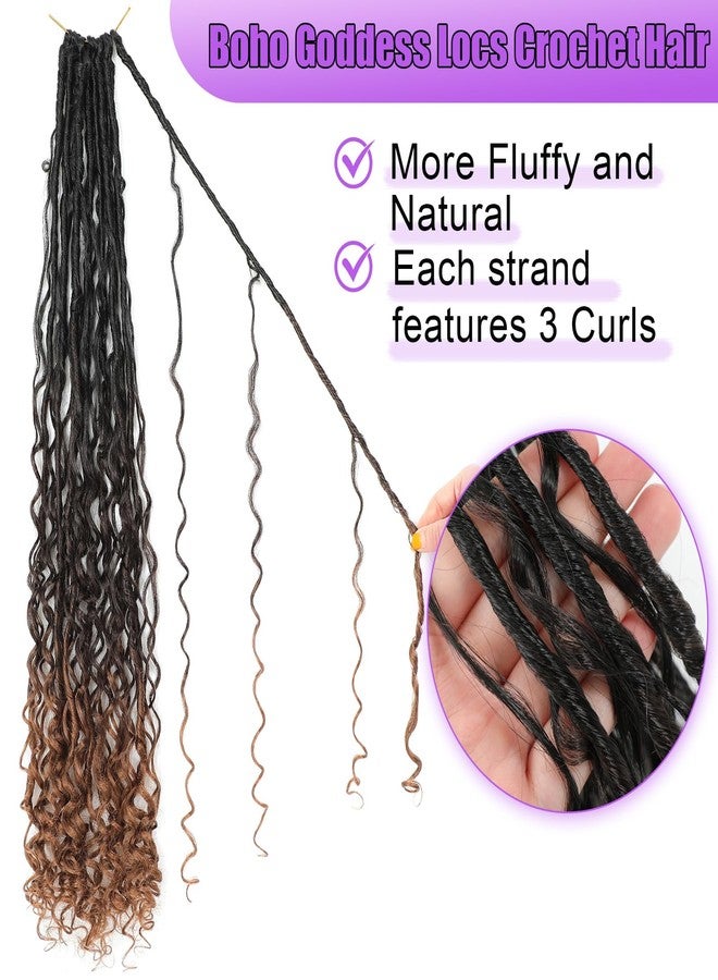 شعر كروشيه Goddess Locs بطول 30 بوصة، 9 عبوات، شعر كروشيه Boho Faux Locs مع أطراف مجعدة، شعر Bohemian Locs مُجهز مسبقًا للنساء (1B/4/30) - Image 4