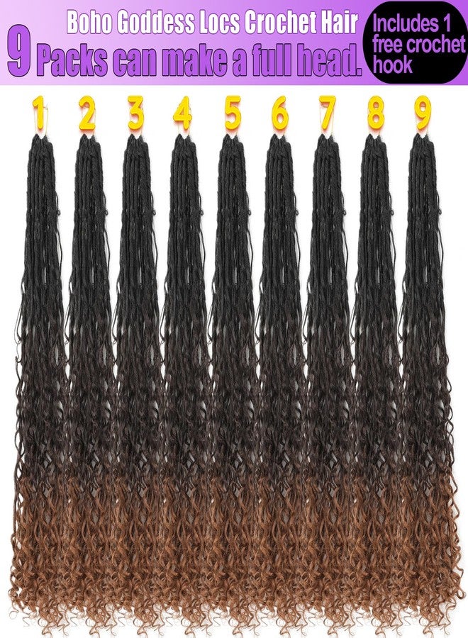 شعر كروشيه Goddess Locs بطول 30 بوصة، 9 عبوات، شعر كروشيه Boho Faux Locs مع أطراف مجعدة، شعر Bohemian Locs مُجهز مسبقًا للنساء (1B/4/30) - Image 5