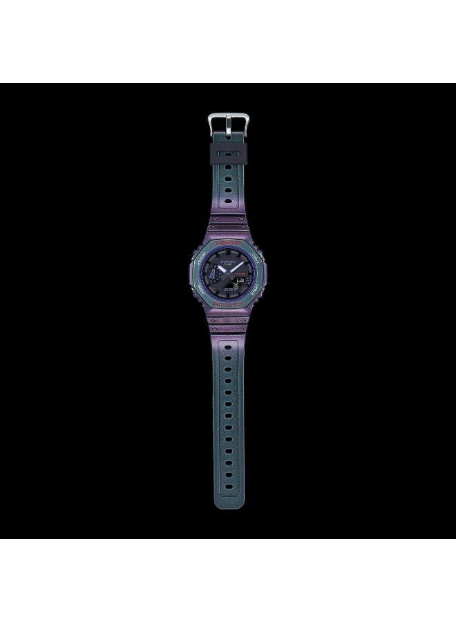 كاسيو ساعة يد كاسيو جي-شوك ​​(Casio G-Shock) تناظرية-رقمية، باللون البنفسجي الداكن مع لمسات خضراء. - Image 2