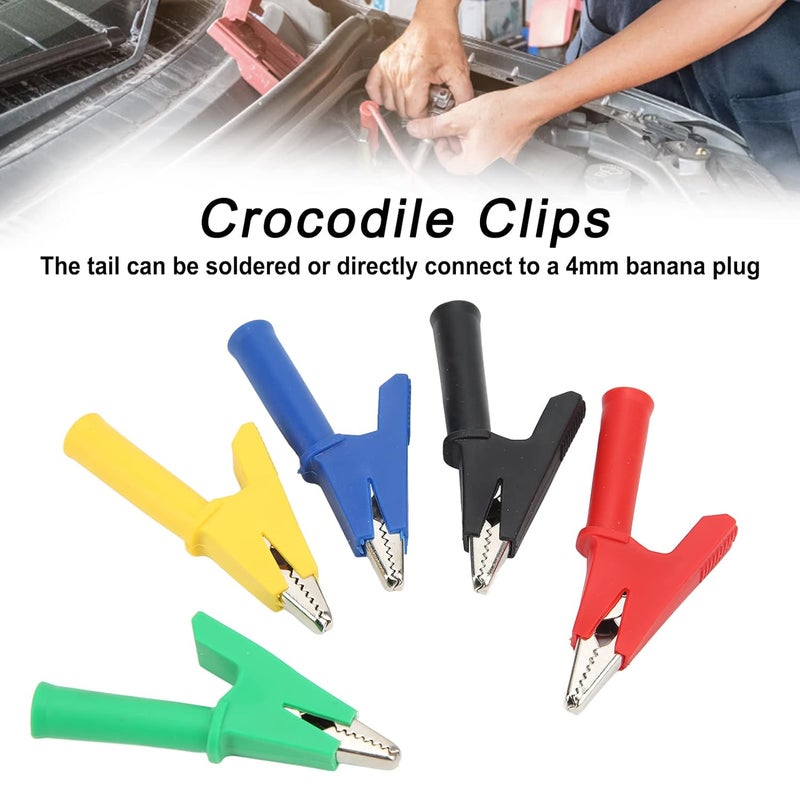 10A Heavy Duty Insulated Crocodile Clamps 10mm Opening Brass Teeth PVC Sheath Test Leads - Image 4